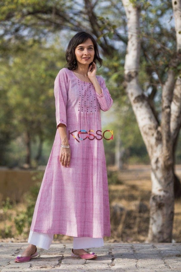 Image for Dusty Rose Pink A Line Kurta Side
