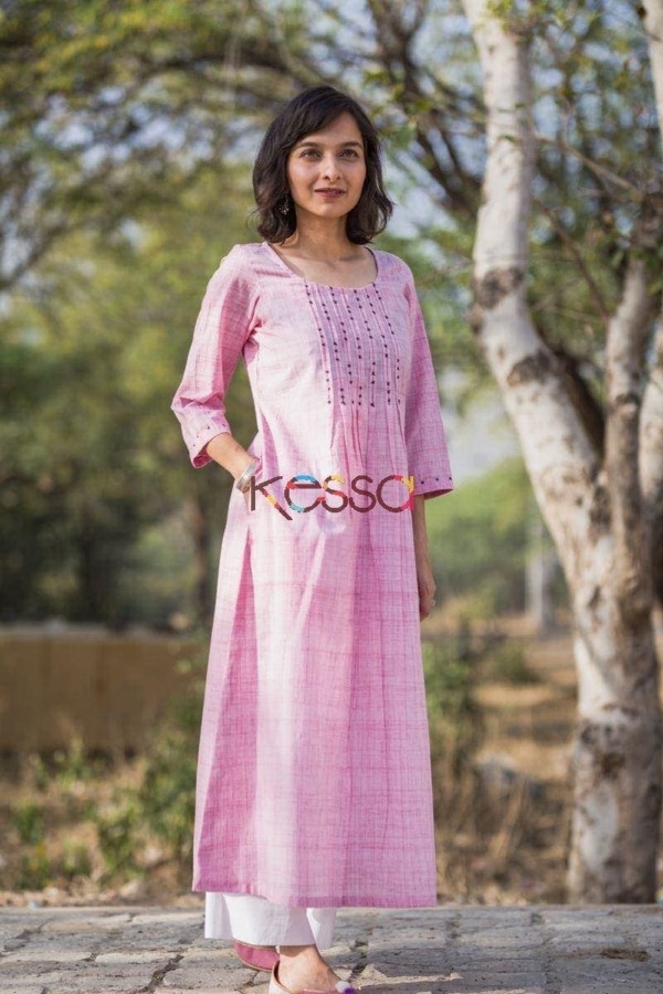 Image for Dusty Rose Pink A Line Kurtaside