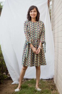 Image for Short Dimond Printed Dress Front