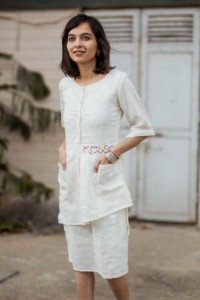Image for White Linen Dress Closeup