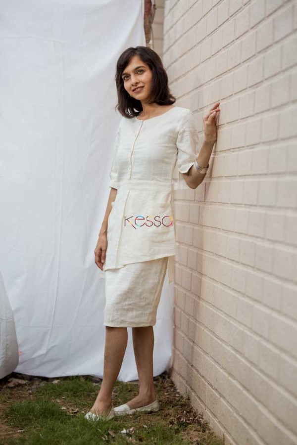 Image for White Linen Dress Side