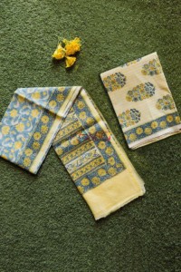 Image for Yellow Mughal Print Fabric With Dupatta