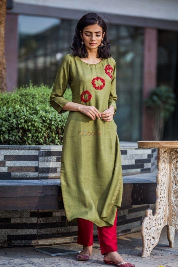 Image for Green Maroon Embroidery Kurta Featured