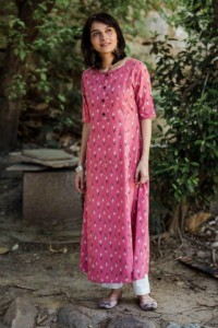 Image for Pink Punch Ikat Print Kurta Featured
