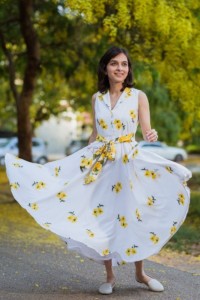Image for Yellow Floral Crepe Dress Featured
