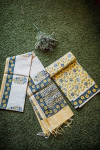 Image for Yellow Jaal Fabric With Mughal Boota Dupatta 1