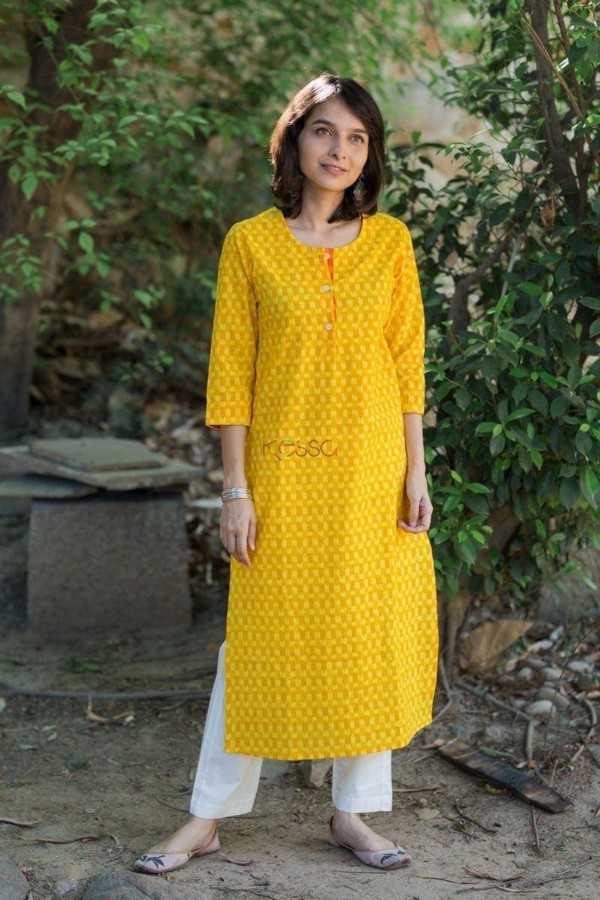 Image for Yellow Orange Daily Wear Kurta Front