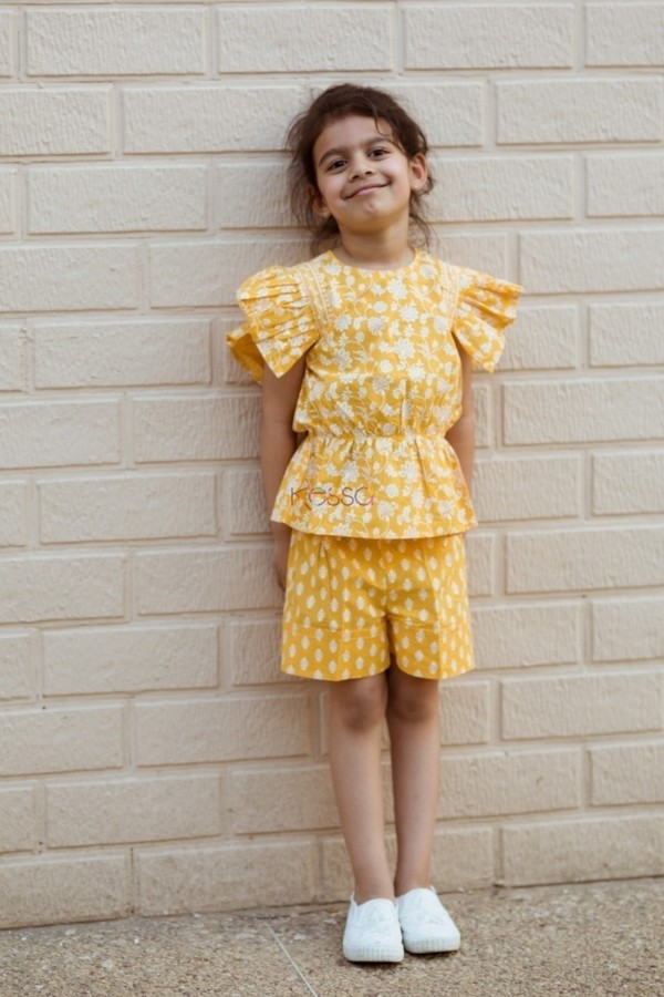 Image for Yellow Pleated Top And Turn Up Short Featured