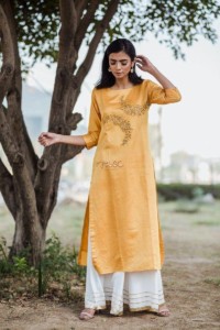 Image for Yellow Zari Hand Embroidery Kurta Featured
