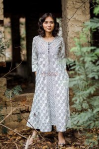 Image for A Line Black Maroon Kurta Featured