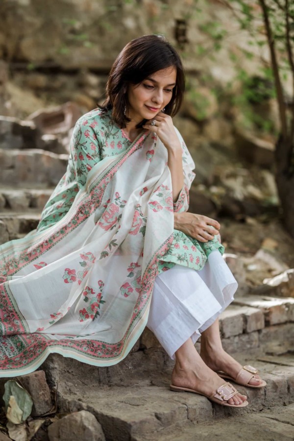 Image for Mint Green And Peach Kurta With Dupatta Featured Scaled