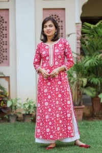 Image for Red Jaal Straight Fit Kurta Front