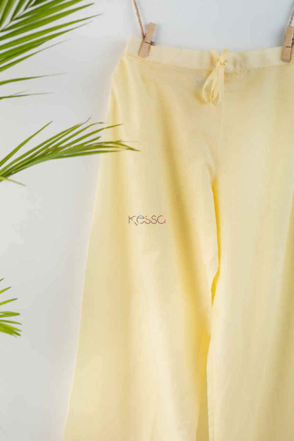 Image for Kessa Eapalazzo02 Pleated Palazzo With Pocket Elasticated Waist 1 Light Yellow Look