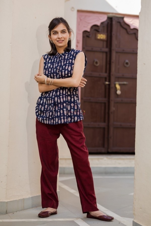Image for Indigo Top With Maroon Pants Front