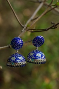Image for Kessa Kusum Km08 Meenakari Jhumki Earrings With Phool 1