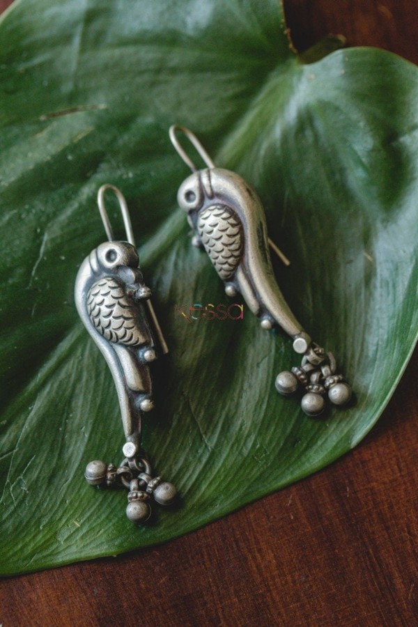 Image for Kessa Kusum Kt44 Parrot Silver Slip In Earrings 1