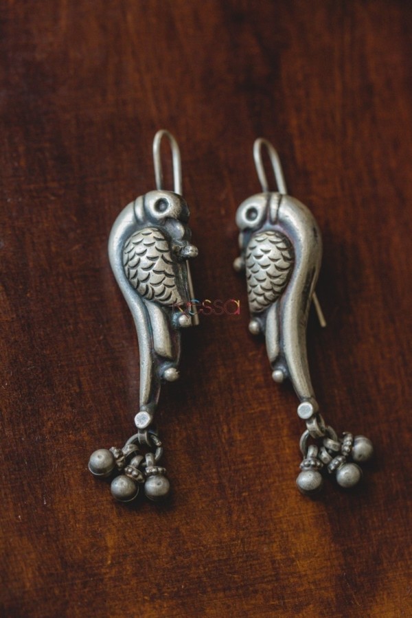 Image for Kessa Kusum Kt44 Parrot Silver Slip In Earrings 2