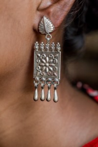 Image for Kessa Kusum Kt55 Leaf Stud Silver Earrings 2