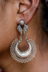 Image for Kessa Kusum Kt61 Parrot Motif With Coil Detail Silver Earings Closeup