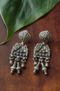 Image for Kessa Kusum Kt65 Opulent Jaipuri Silver Earrings 1