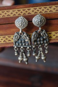 Image for Kessa Kusum Kt65 Opulent Jaipuri Silver Earrings 2