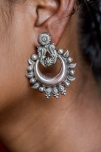 Image for Kessa Kusum Kt68 Parrot Motif Silver Earings Closeup