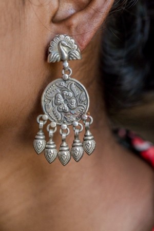 Image for Kessa Kusum Kt76 Mayuri Silver Dangle Earrings