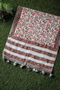 Image for Kjs13 Grey Crimson Phool Jaal Stole Featured