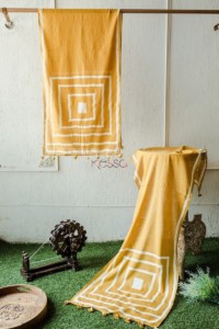 Image for Kjs20 Yellow Geometric Cotton Stole Featured