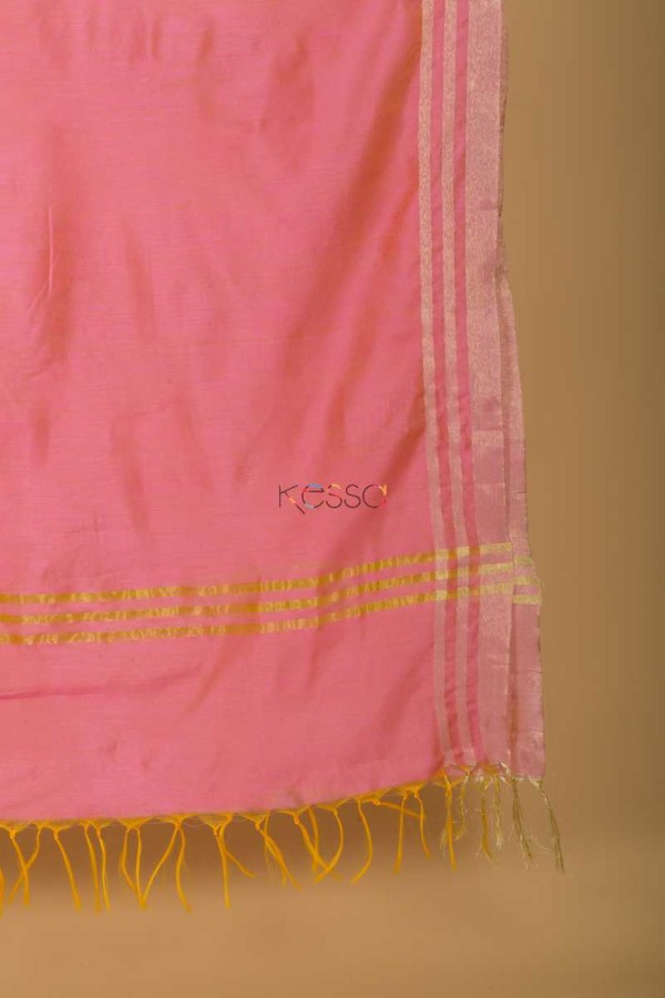 Image for Kessa Kudu Brick Pink Chanderi Dupatta Side