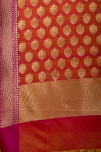 Image for Kessa Kudu Orange Banarasi Dupatta Closeup