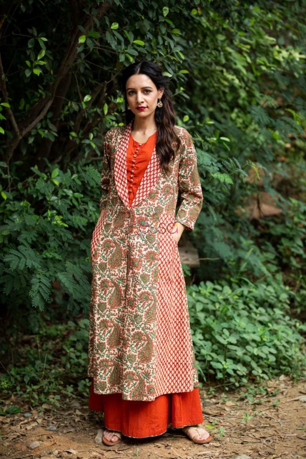 Image for Kessa Sr A Orangish Red Jacket Style Dress Front