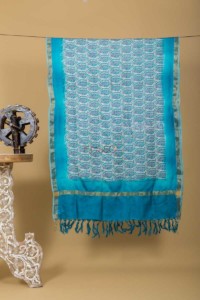 Image for Kudu Blue Paisely Tussar Dupatta Featured