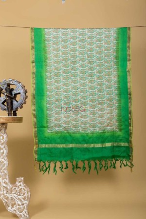 Image for Kudu Green Paisely Tussar Dupatta Featured