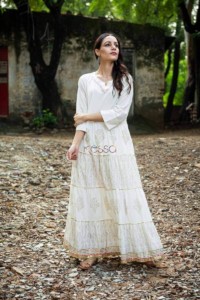 Image for Sr A White Gold Frill Dress Front