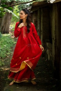 Image for Sr A Fiery Red A Line Kurta With Sharara Front