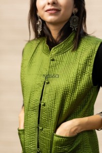 Image for Trendy Green Double Side Half Jacket Front Pockets 2
