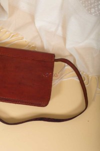 Image for Kessa Kebg04 Camel Leather Handcrafted Sling Bag Back