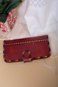 Image for Kessa Kewa03 Buckle Style Camel Leather Handcrafted Wallet Side