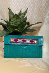 Image for Kessa Kewa04 Green Camel Leather Handcrafted Wallet Featured