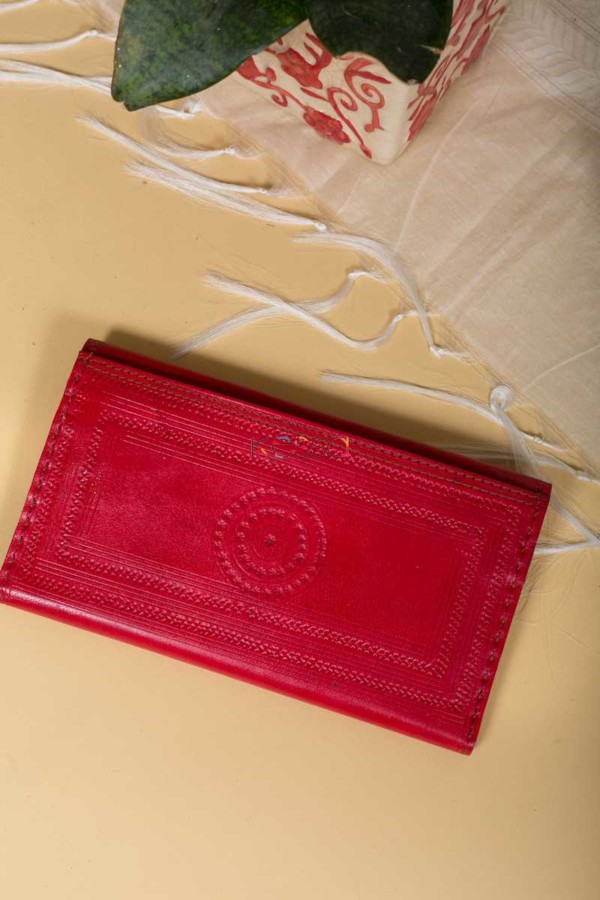 Image for Kessa Kewa04 Red Camel Leather Handcrafted Wallet Back