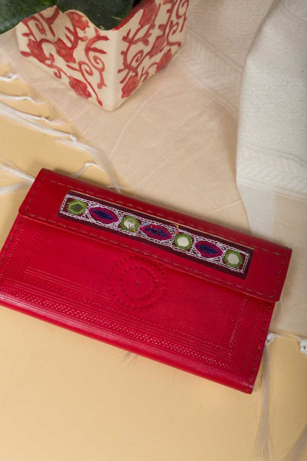 Image for Kessa Kewa04 Red Camel Leather Handcrafted Wallet Featured