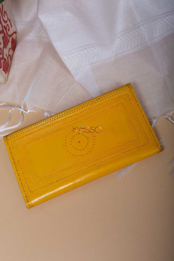 Image for Kessa Kewa04 Yellow Camel Leather Handcrafted Wallet Back