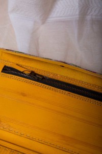 Image for Kessa Kewa04 Yellow Camel Leather Handcrafted Wallet Closeup