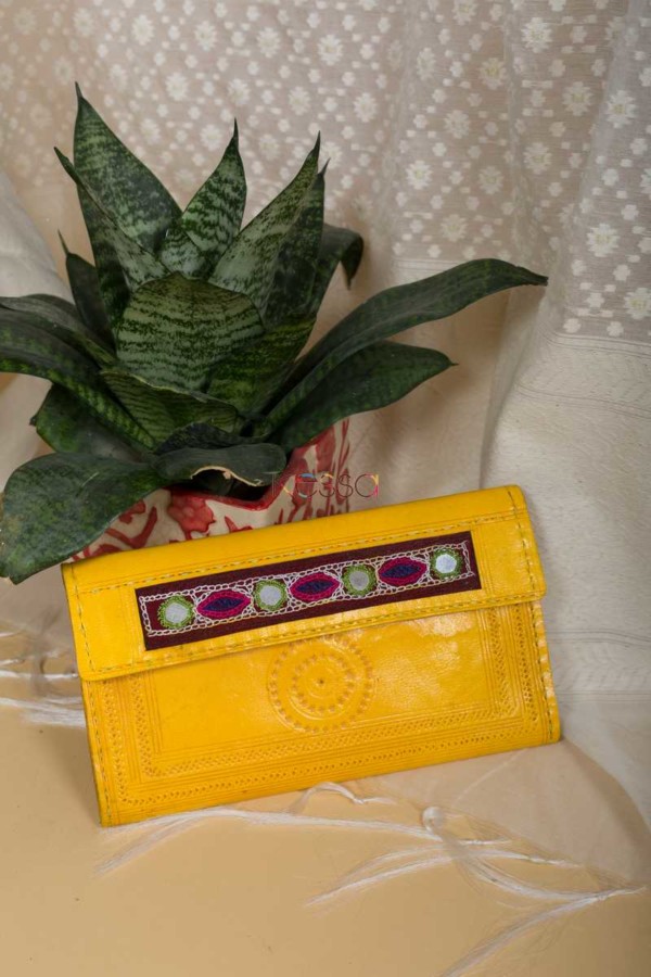 Image for Kessa Kewa04 Yellow Camel Leather Handcrafted Wallet Featured