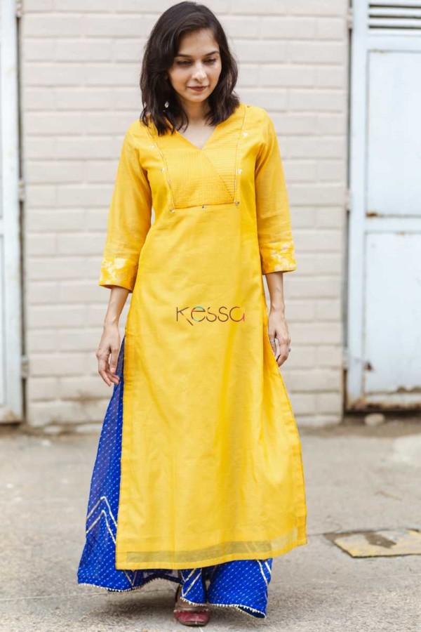 Image for Kessa Ws467 Yellow Straight Chanderi Kurta Featured