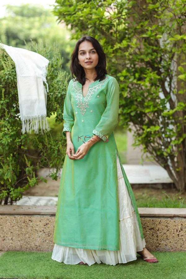 Image for Kessa Ws475 Emerald Green Gota Patti Kurta Featured