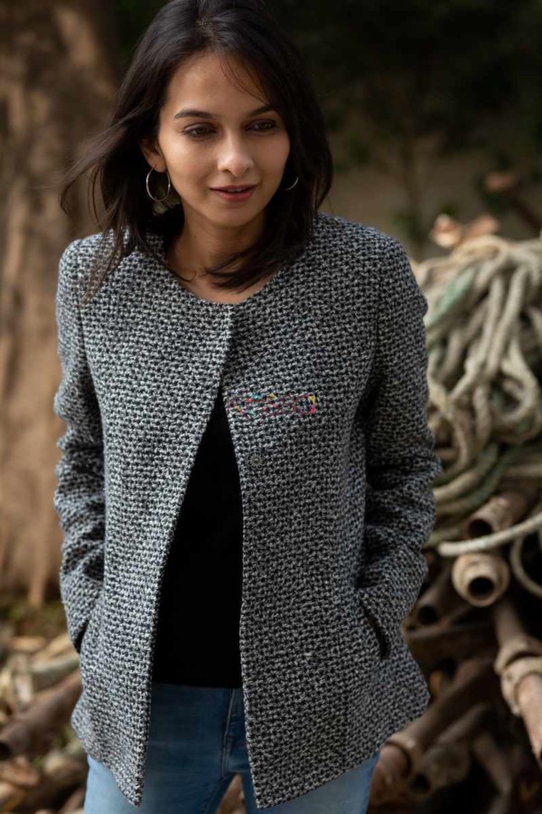 Image for Kessa Kj02 Checks Woolen Front Button Coat Featured