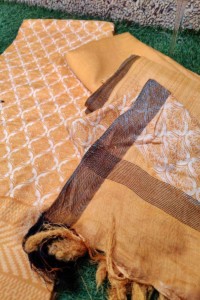 Image for Kessa Kusf01 Copper And Cream Pashmina Suit With Stole Closeup