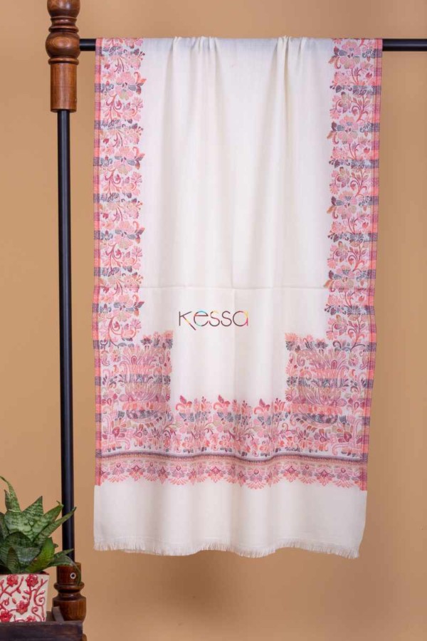 Image for Kessa Kusl13 White Woven Wool Stole Featured